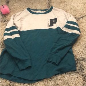Green and white jersey sweatshirt